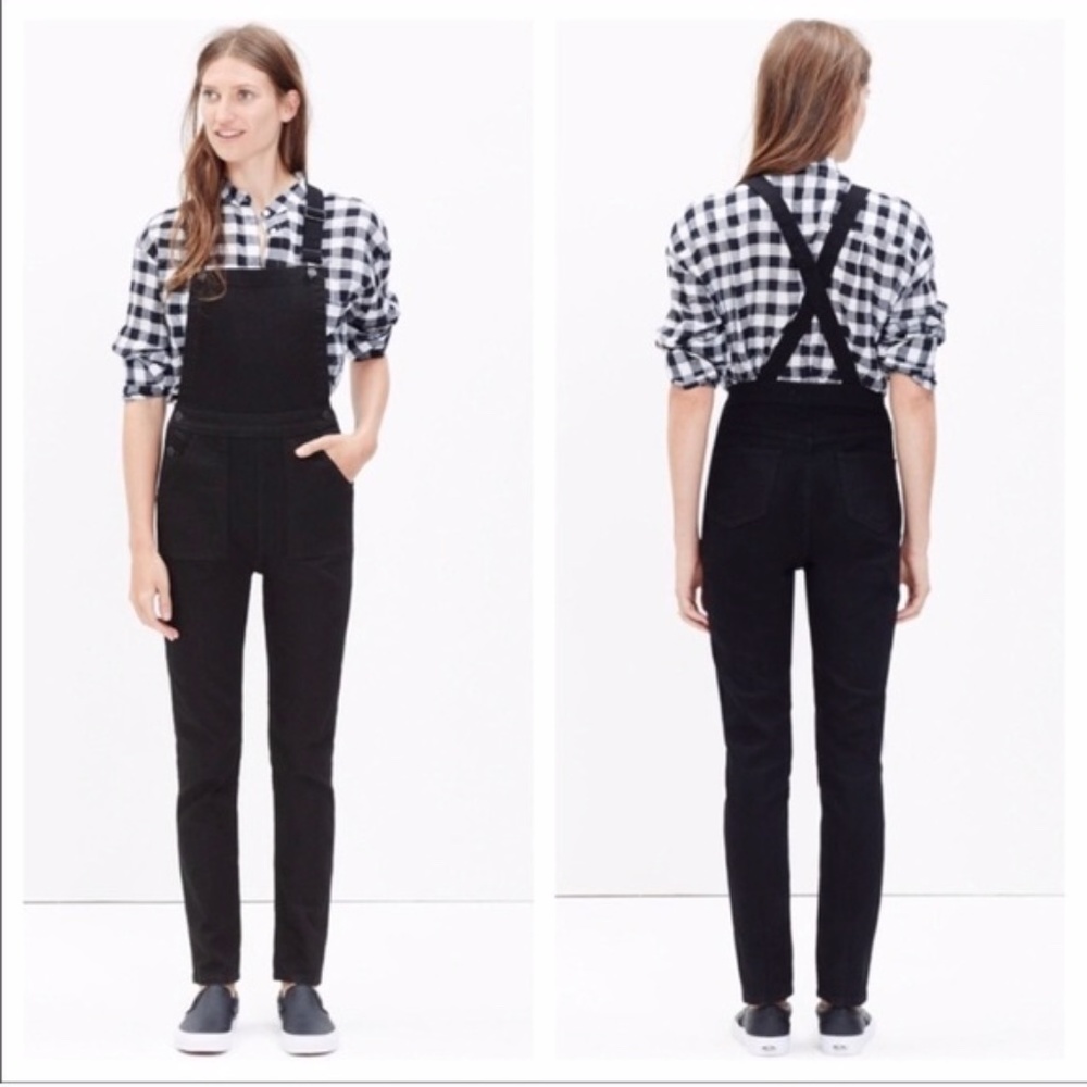NWT Madewell Cross-Back Black Skinny Overalls